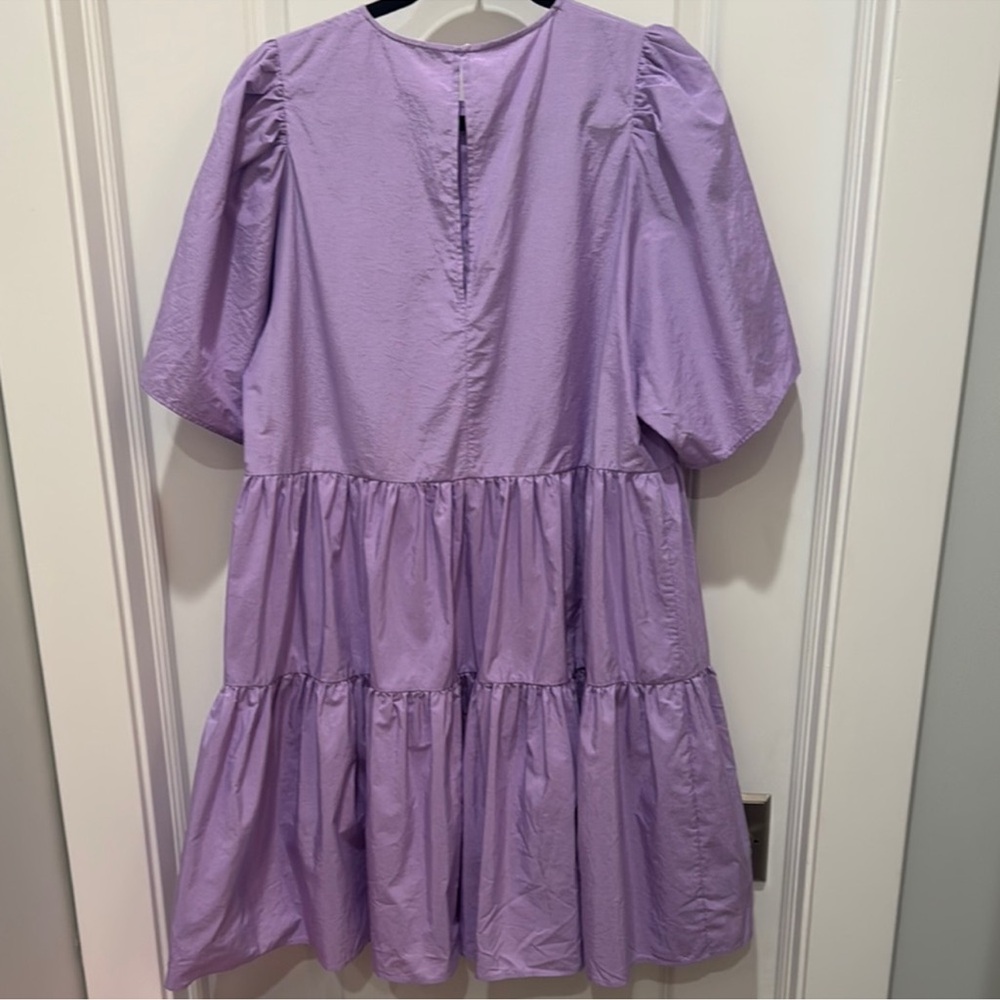 & Other Stories Purple Tiered Puff Sleeve Midi Dress Women’s 12 - Picture 4 of 14